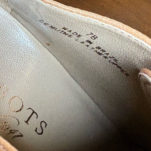 Talbots women’s Leather lace up taupe tan oxfords heel booties NWOT size 7B - Picture 5 of 9